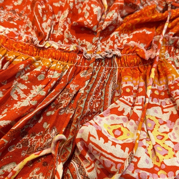 Rachel Zoe/Boho Keyhole Rayon Blouse Top Orange Yellow Sz Small - Picture 14 of 14